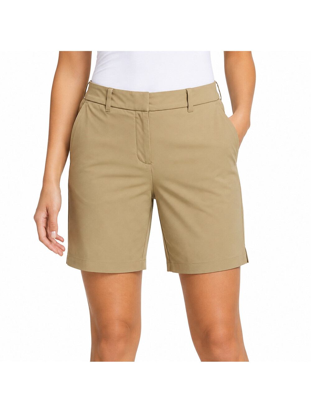 Nike Golf Shorts Women's Sz 8 Tan Dri-FIT Khaki Flat Front Performance Athletic